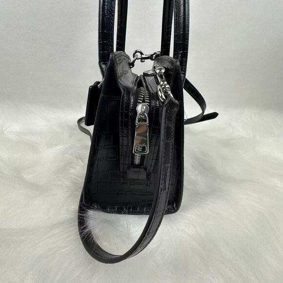 COACH Andrea Carryall Bag Crossbody In Crocodile-embossed Leather CR105 Black - Picture 2 of 10